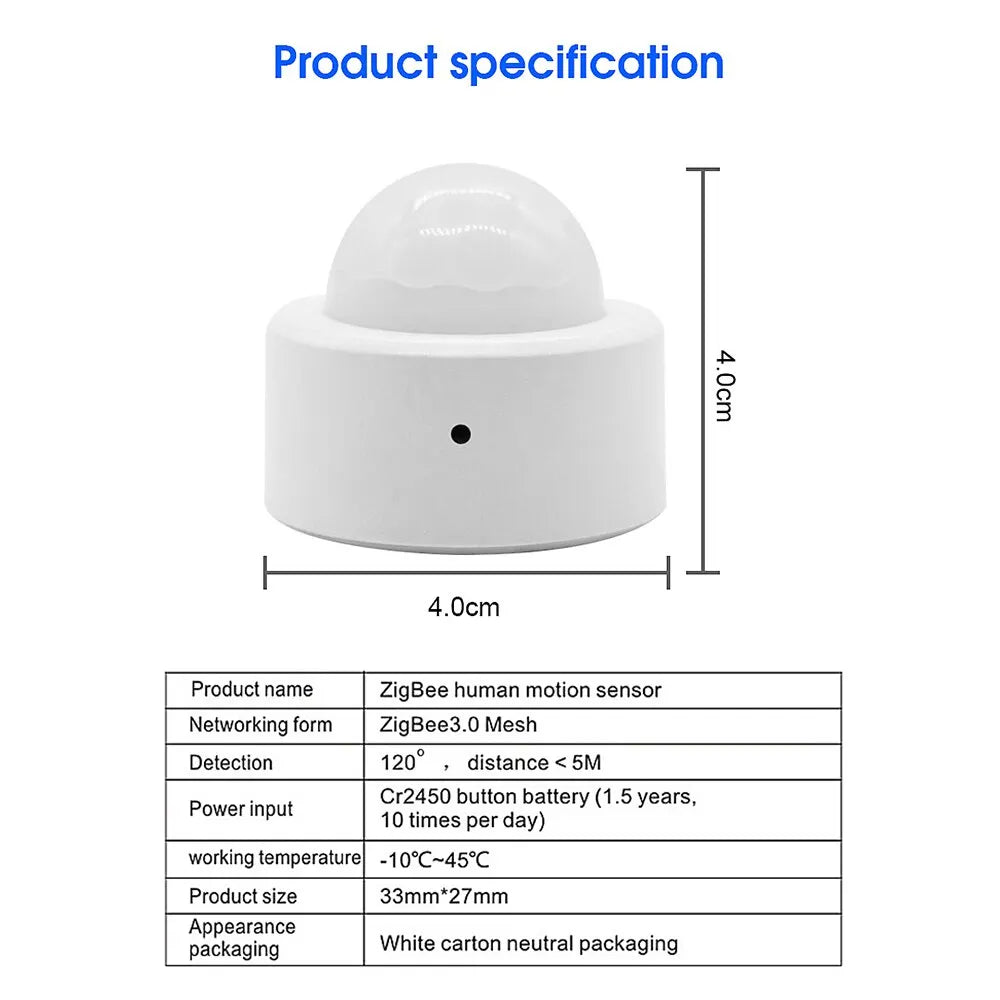 ONENUO Tuya Zigbee Mini Smart PIR Motion Detector Human Body Infrared