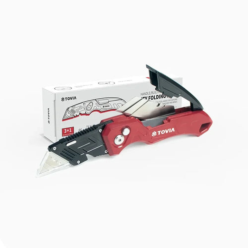 T TOVIA Folding Utility Knife Box Cutter, 3-Position Blades, Blade