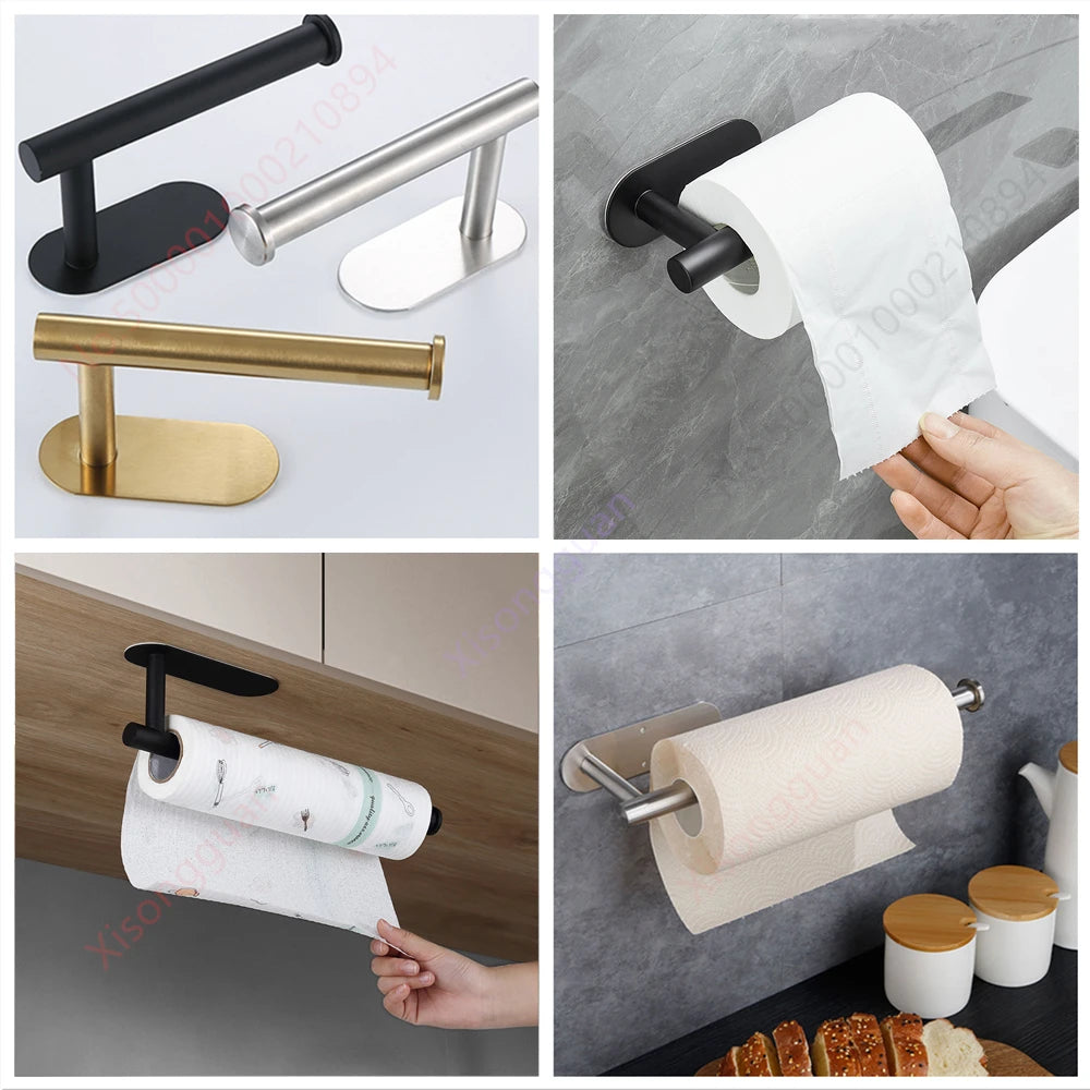 1/2PCS Kitchen Paper Towel Holder Toilet Paper Holder Adhesive Tissue