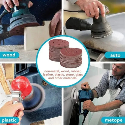 Universal 8 Hole Sanding Discs 125mm Sandpaper for Metal Wood Glass