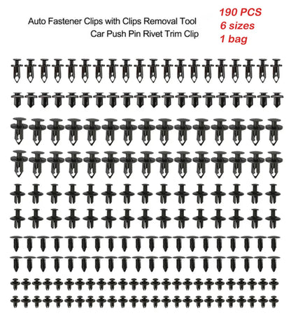 190PCS rivet fasteners, 6 models and sizes, body fixing clip bumper,