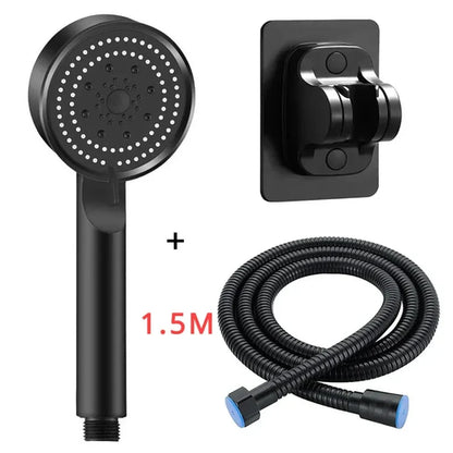 5 Modes Adjustable Rain Drenching Mode Black Bath Shower Head Head