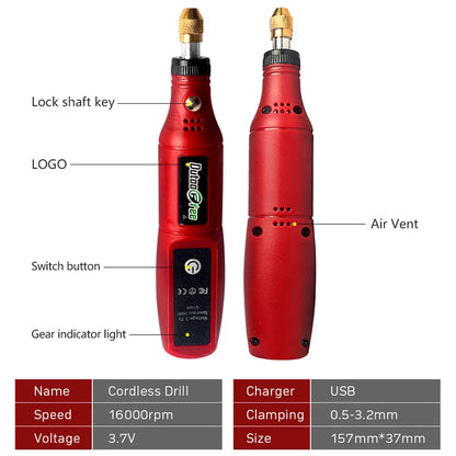 USB Cordless Rotary Tool Kit Woodworking Engraving Pen DIY For Jewelry