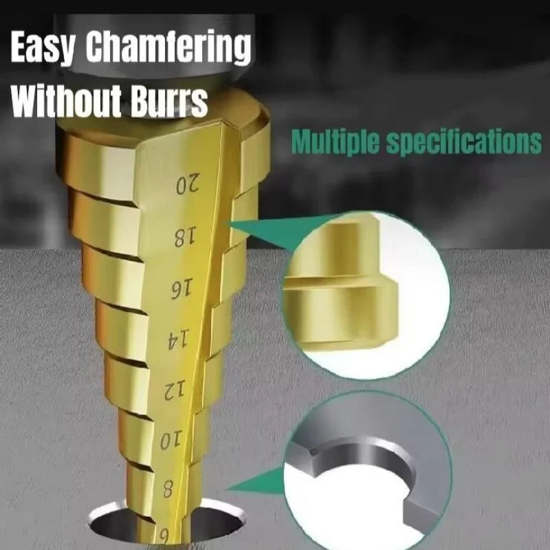 Titanium Step Drill Bit Set Saw 6pcs 4-12 4-20 4-32mm 3-8 mm for