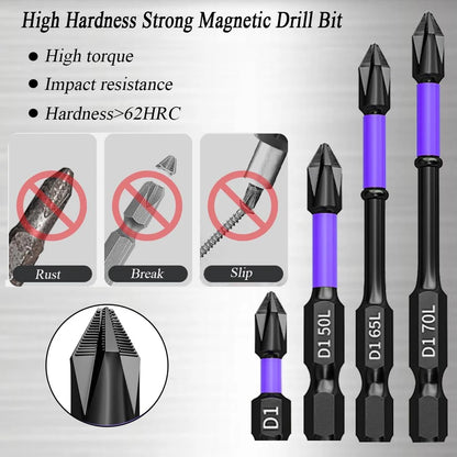 6/12 Pcs Magnetic Screwdriver Bits Non-slip Shockproof Phillips Impact