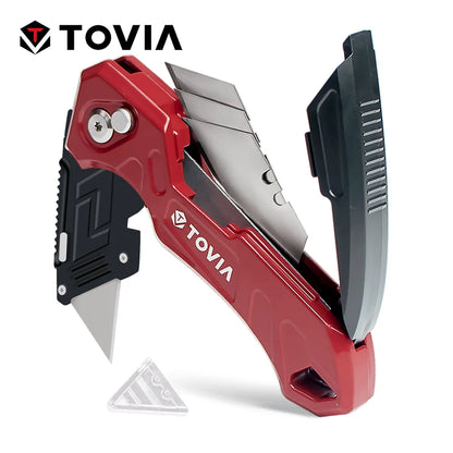 T TOVIA Folding Utility Knife Box Cutter, 3-Position Blades, Blade