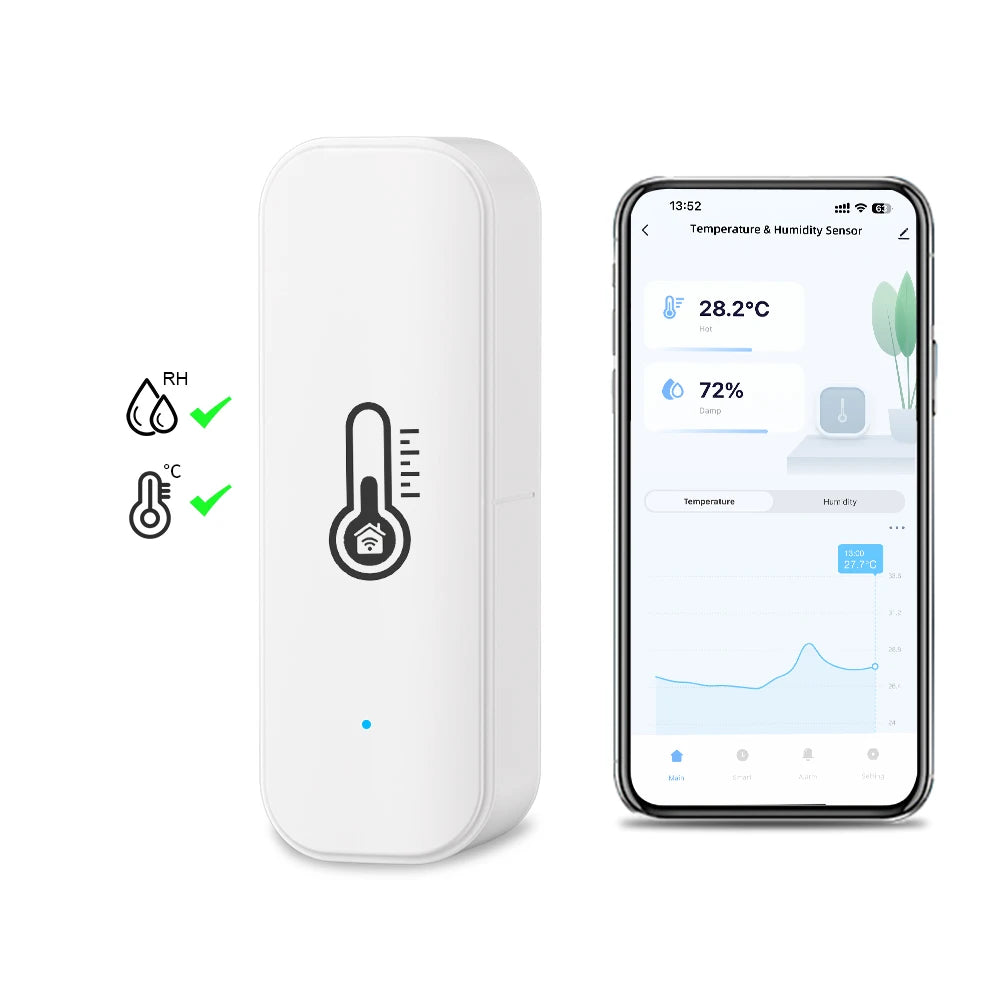 Tuya WiFi Temperature and Humidity Sensor Indoor Humidity Sensor Smart