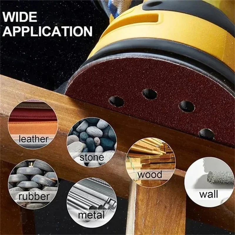 Universal 8 Hole Sanding Discs 125mm Sandpaper for Metal Wood Glass