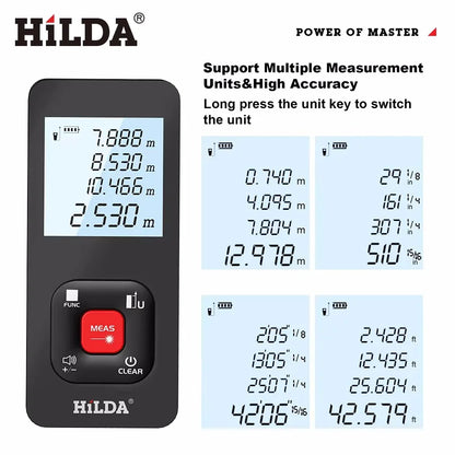 HILDA 50M/100M/120M Laser Rangefinder Distance Meter Laser Tape Range