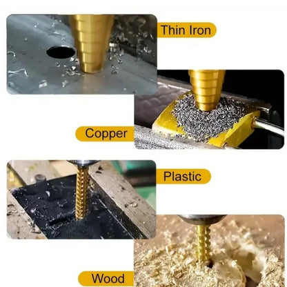 Titanium Step Drill Bit Set Saw 6pcs 4-12 4-20 4-32mm 3-8 mm for