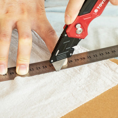 T TOVIA Folding Utility Knife Box Cutter, 3-Position Blades, Blade