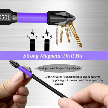 6/12 Pcs Magnetic Screwdriver Bits Non-slip Shockproof Phillips Impact