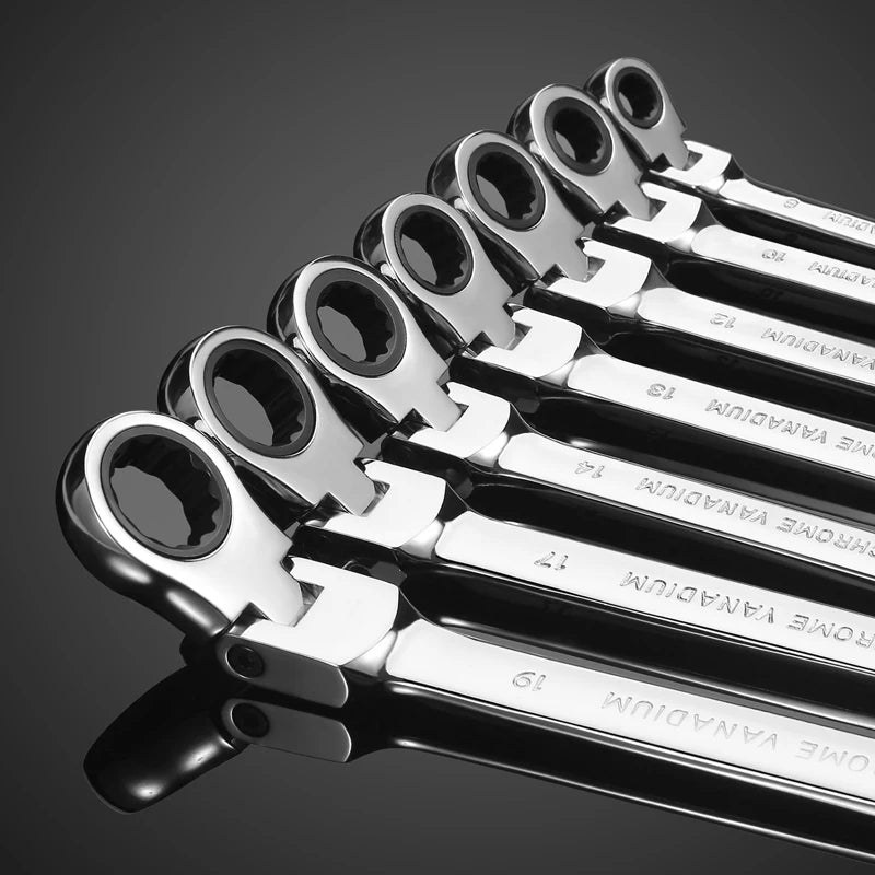 Flex-Head Ratcheting Wrench Set,Combination Ended Spanner Kits