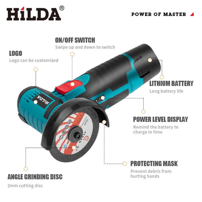 HiLDA 12V/3 Inch Lithium Electric Angle Grinder Mini Small Household