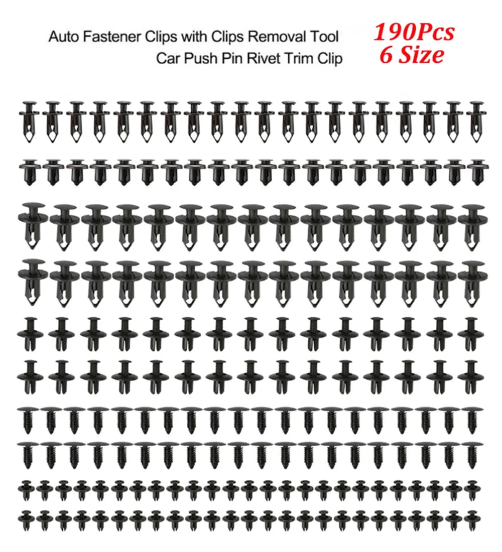 190PCS rivet fasteners, 6 models and sizes, body fixing clip bumper,