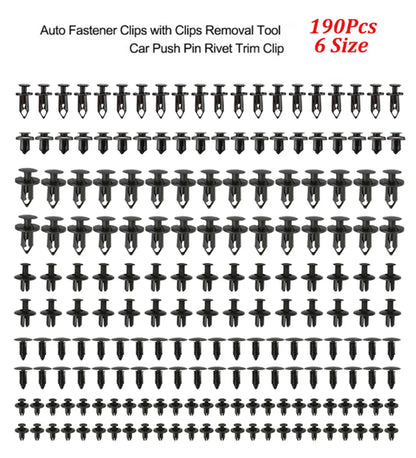 190PCS rivet fasteners, 6 models and sizes, body fixing clip bumper,
