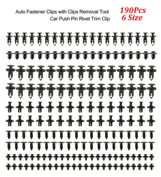 190PCS rivet fasteners, 6 models and sizes, body fixing clip bumper,