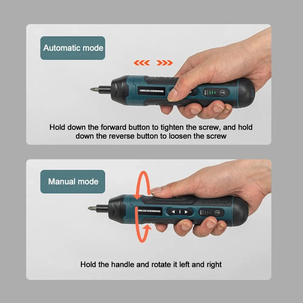 Mini Cordless Electric Screwdriver Rechargeable 1300mah Power Drill