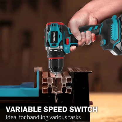 PATUOPRO 10mm Cordless Brushless Electric Drill 2-Speed Metal Chuck