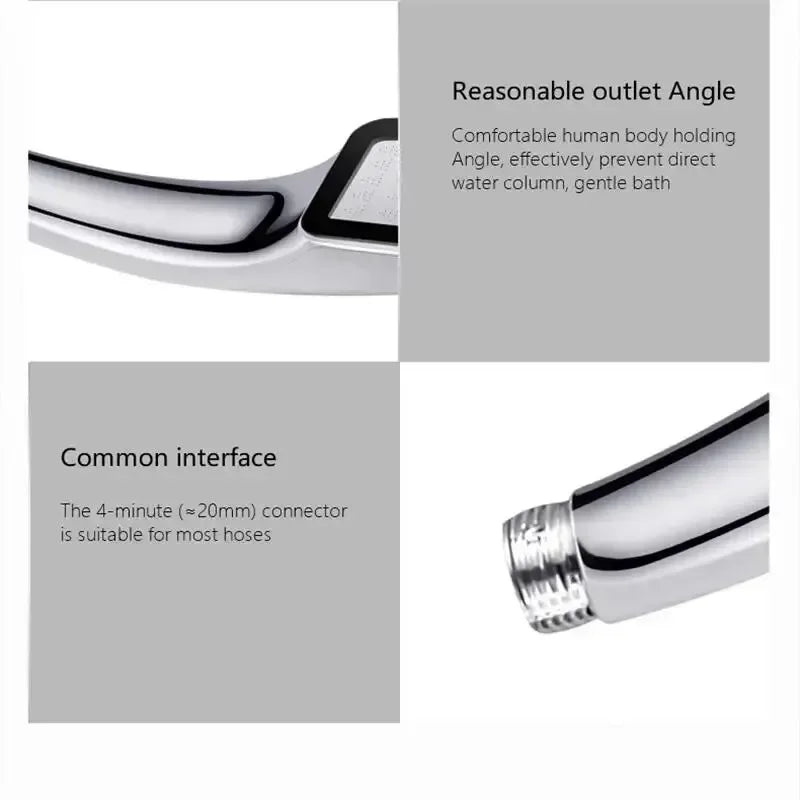 300-Hole Square Hand-Held Pressurized Shower Head Shower Nozzle Bath