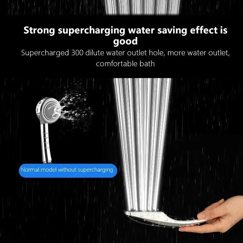 300-Hole Square Hand-Held Pressurized Shower Head Shower Nozzle Bath