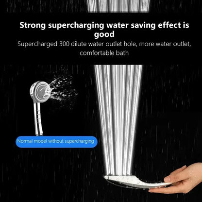 300-Hole Square Hand-Held Pressurized Shower Head Shower Nozzle Bath