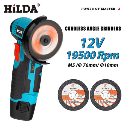 HiLDA 12V/3 Inch Lithium Electric Angle Grinder Mini Small Household