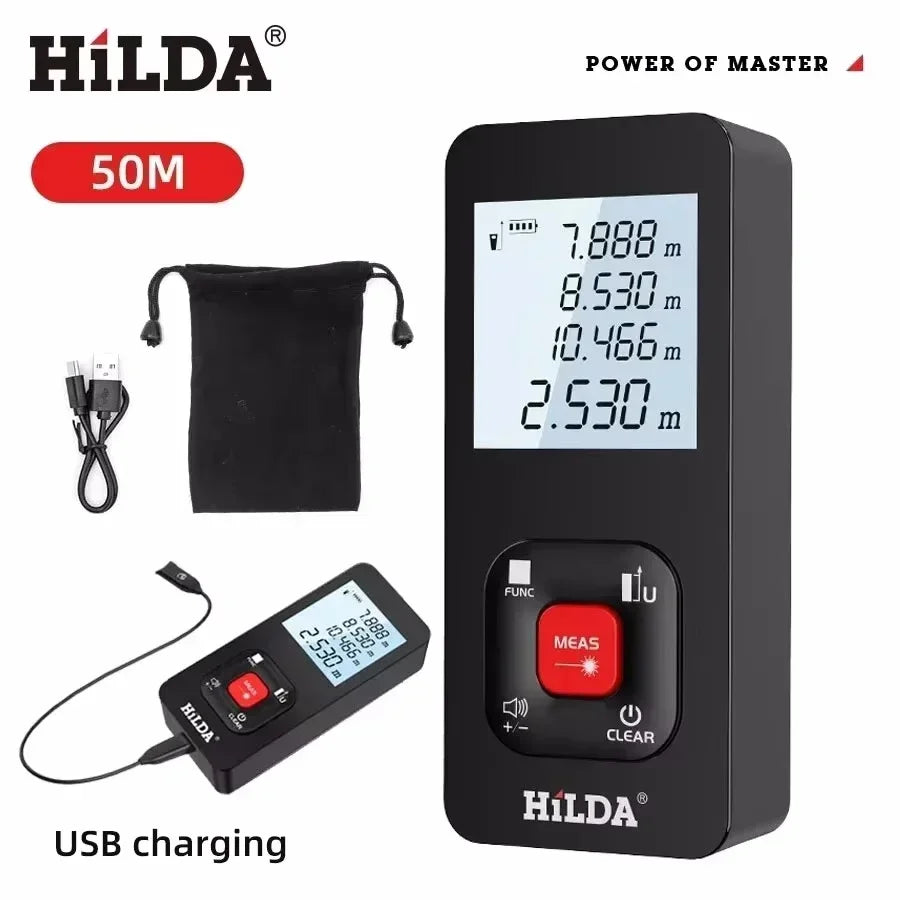 HILDA 50M/100M/120M Laser Rangefinder Distance Meter Laser Tape Range