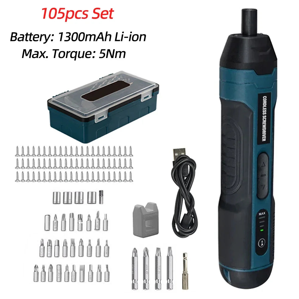 Mini Cordless Electric Screwdriver Rechargeable 1300mah Power Drill
