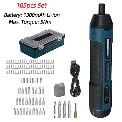 Mini Cordless Electric Screwdriver Rechargeable 1300mah Power Drill