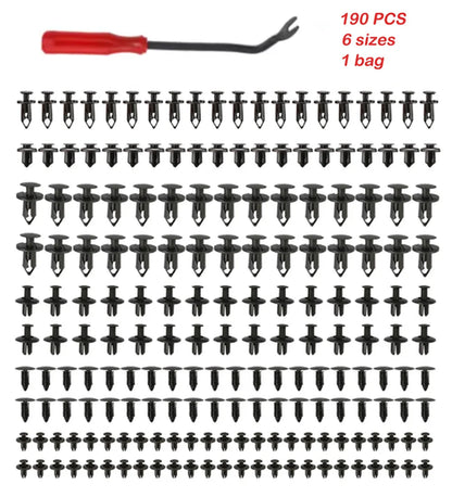 190PCS rivet fasteners, 6 models and sizes, body fixing clip bumper,