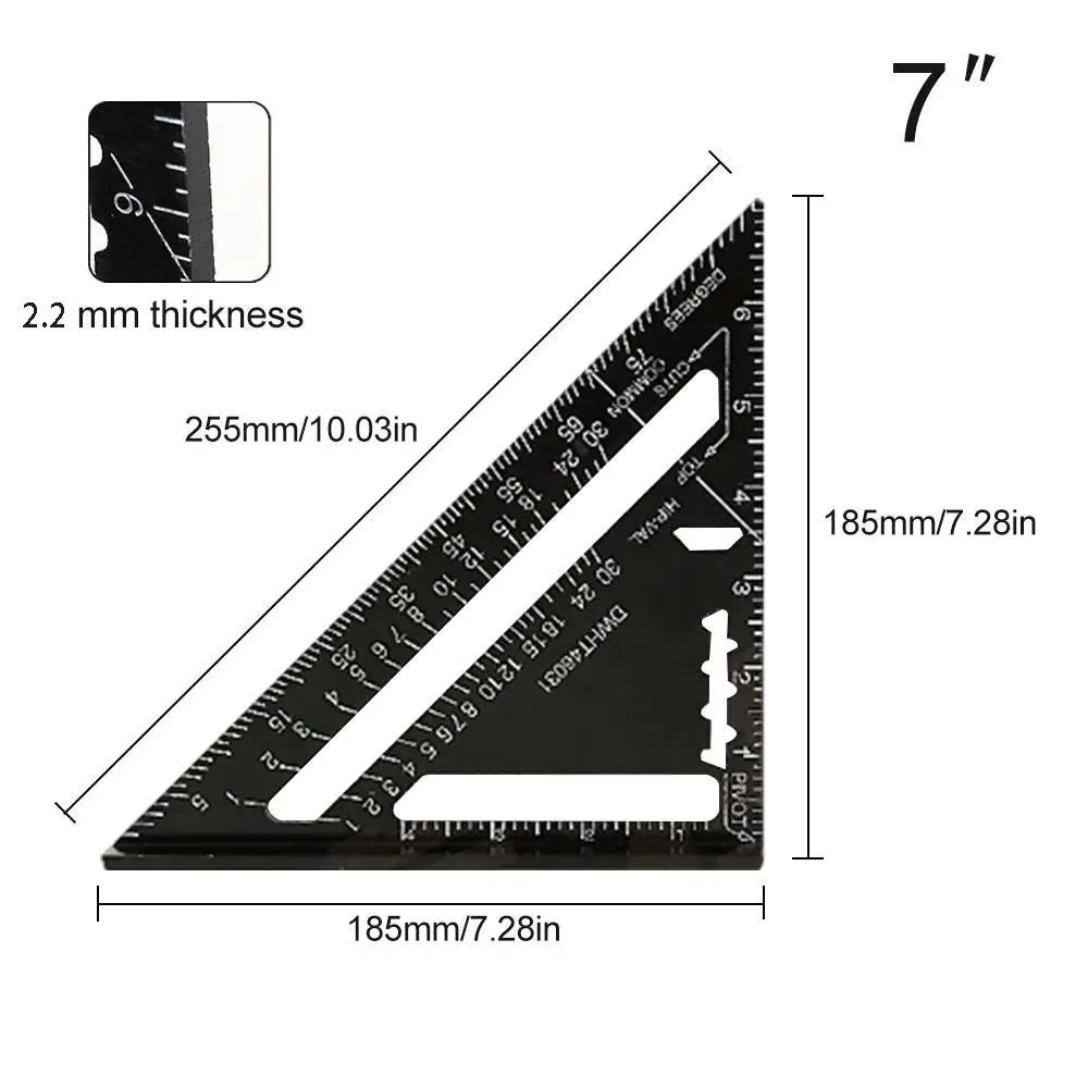 New 7Inch Triangle Ruler Measurement Tool Aluminium Alloy Carpenter