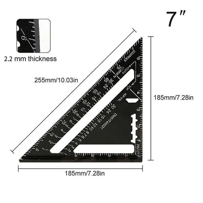 New 7Inch Triangle Ruler Measurement Tool Aluminium Alloy Carpenter