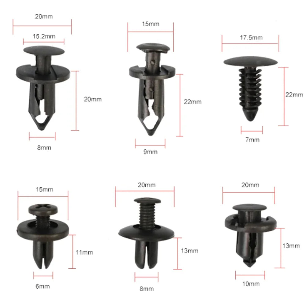 190PCS rivet fasteners, 6 models and sizes, body fixing clip bumper,