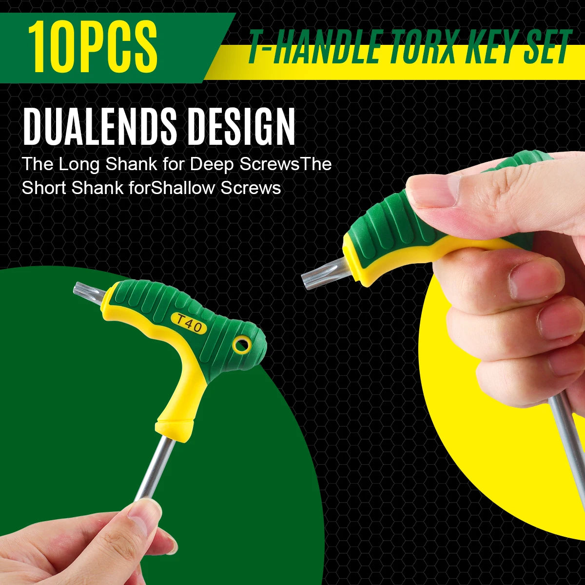 WOZOBUY Allen Wrench Set T-Handle Hex Key Kit Hexagon Screwdriver