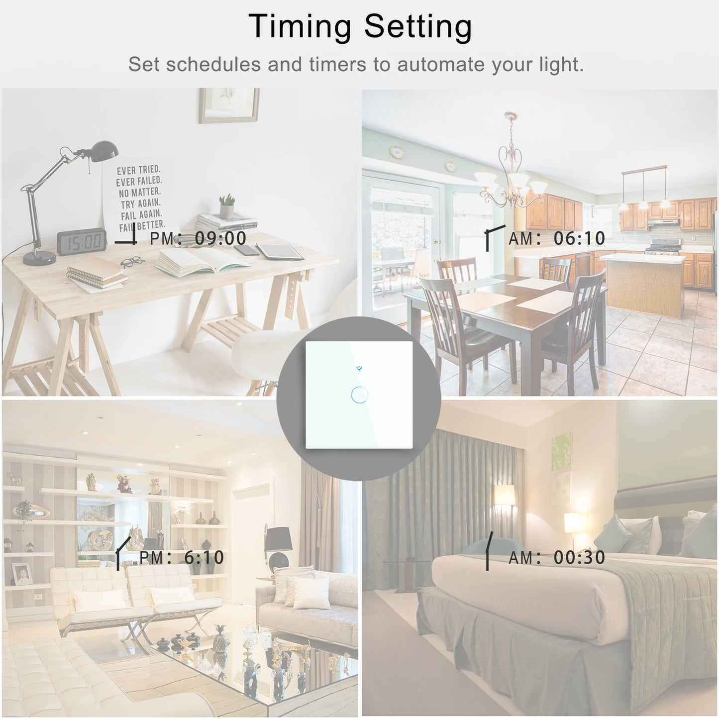 WiFi Smart Switch EU Light Wall Touch Switch 220V No Need Neutral Wire