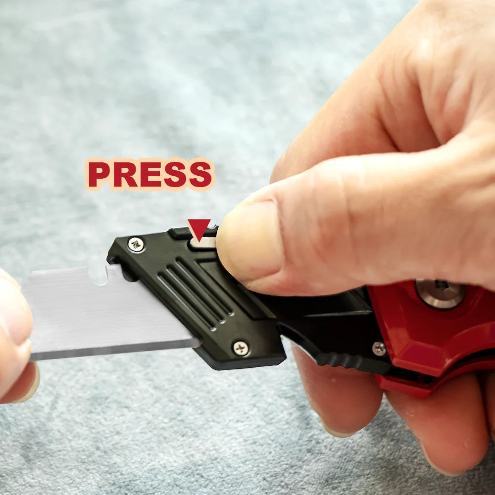 T TOVIA Folding Utility Knife Box Cutter, 3-Position Blades, Blade