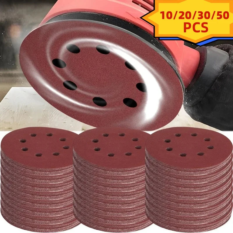 Universal 8 Hole Sanding Discs 125mm Sandpaper for Metal Wood Glass