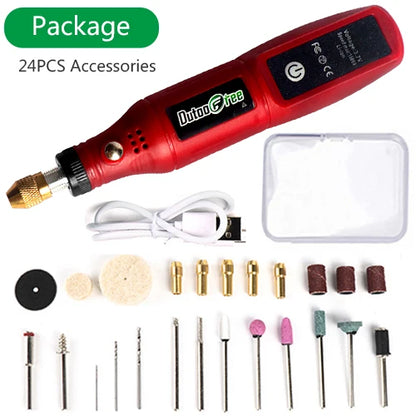 USB Cordless Rotary Tool Kit Woodworking Engraving Pen DIY For Jewelry
